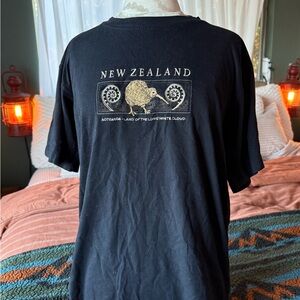 Black, Embroidered New Zealand Graphic T-Shirt